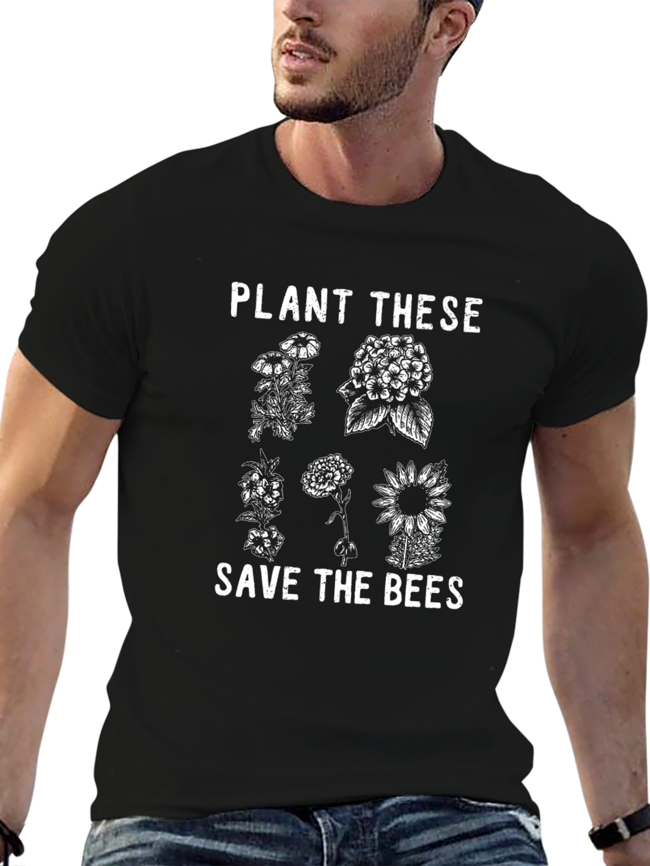 Plant These Save the Bees Black T-Shirt
