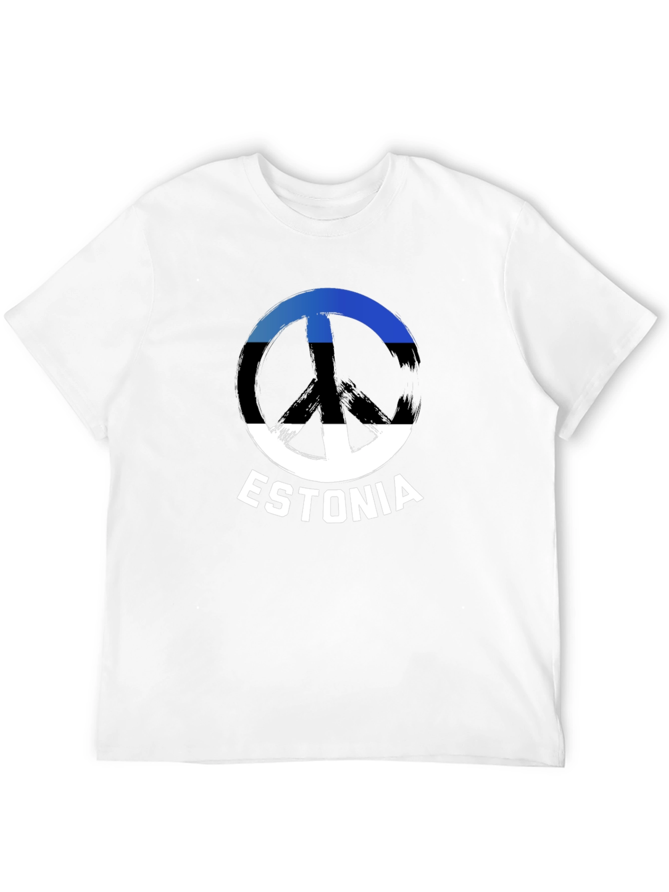 Estonia Peace Sign Flag T-Shirt - Black