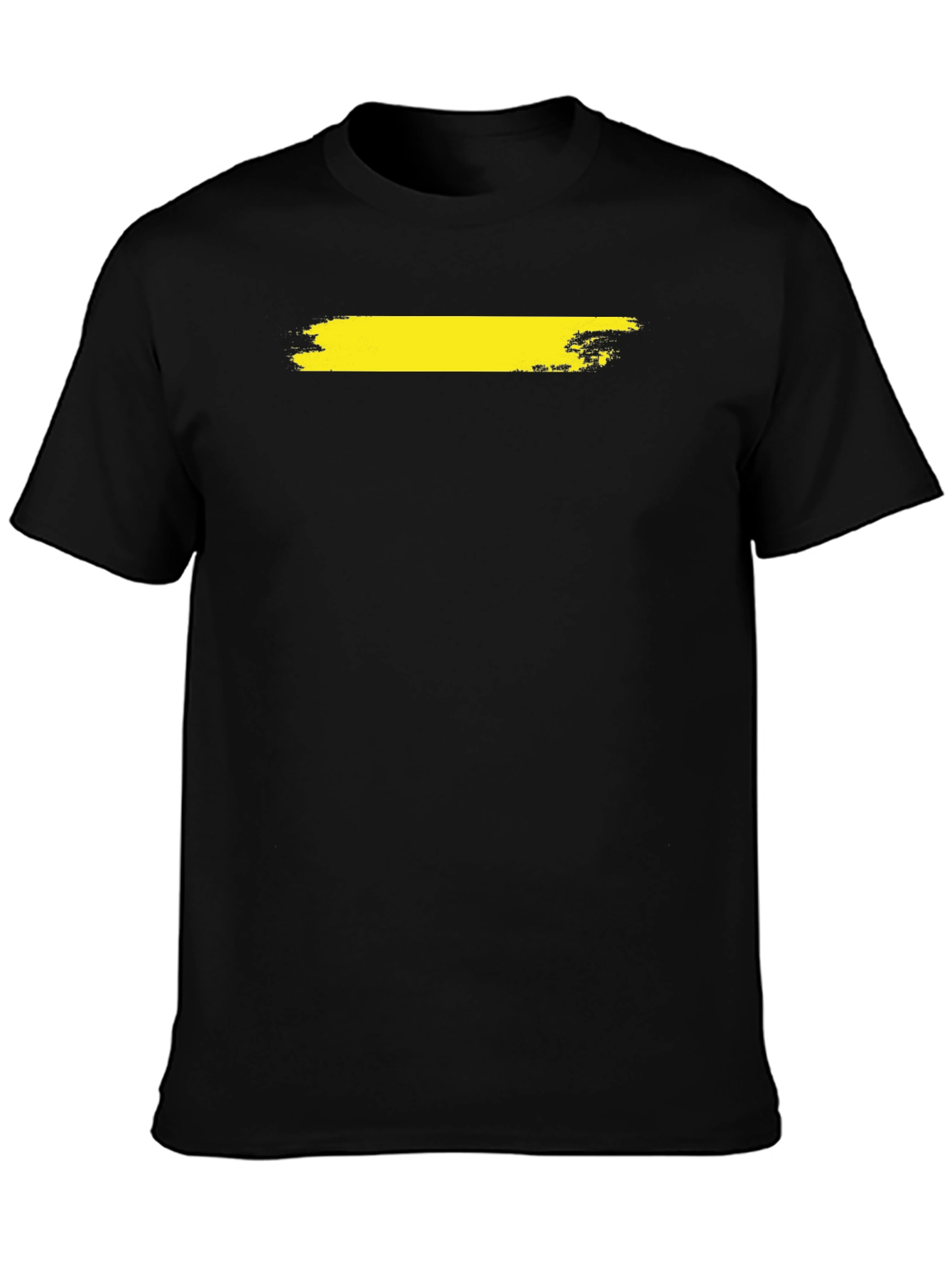 Mens Black T-Shirt with Yellow Brush Stroke Design