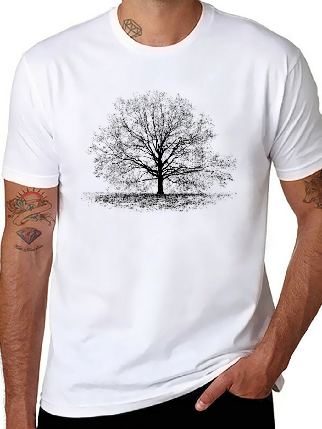 Silhouette Tree Graphic Tee - Black Cotton Blend