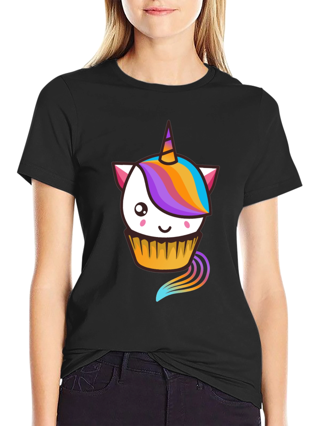 Unicorn Cupcake Graphic Tee - Novelty T-Shirt