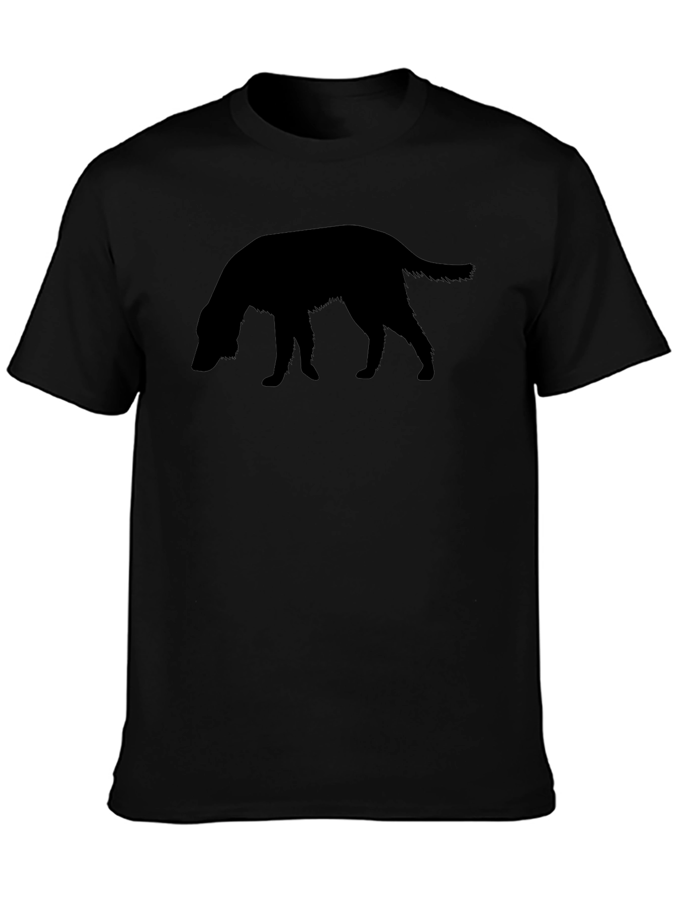 Dog Silhouette Graphic Tee - Black Cotton T-Shirt