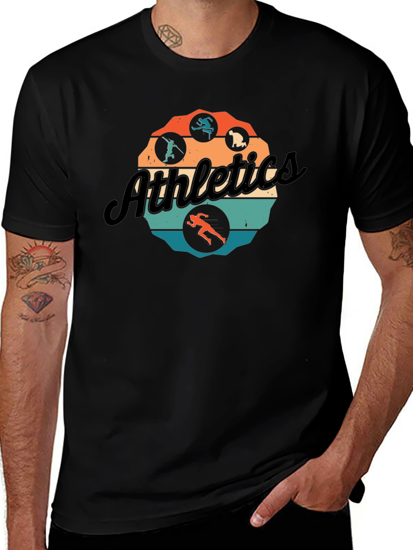 Retro Athletics Graphic Tee - Vintage Style Running Shirt