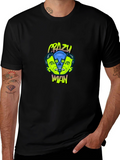 Crazy Man Graphic Print Black T-Shirt