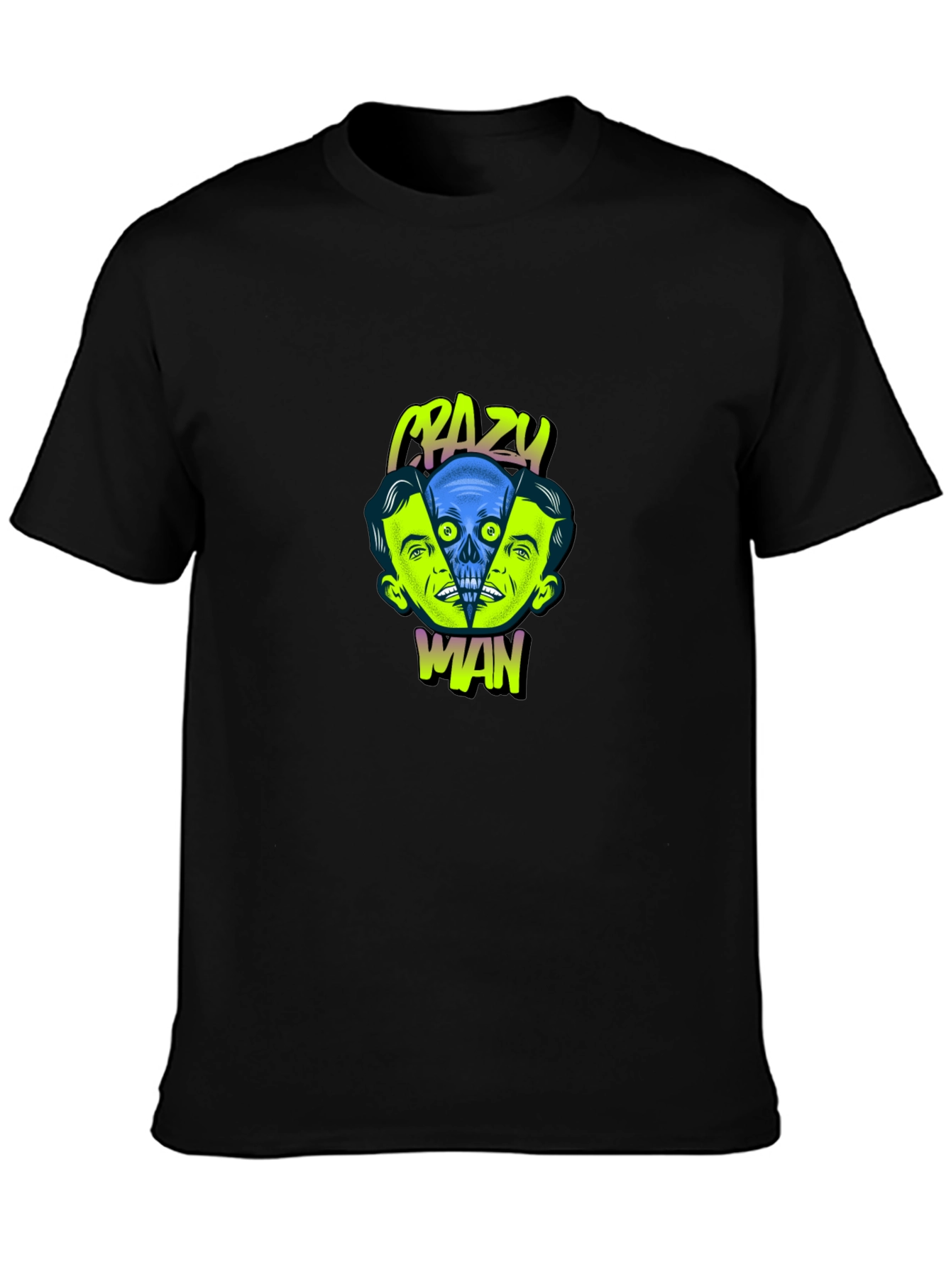 Crazy Man Graphic Print Black T-Shirt
