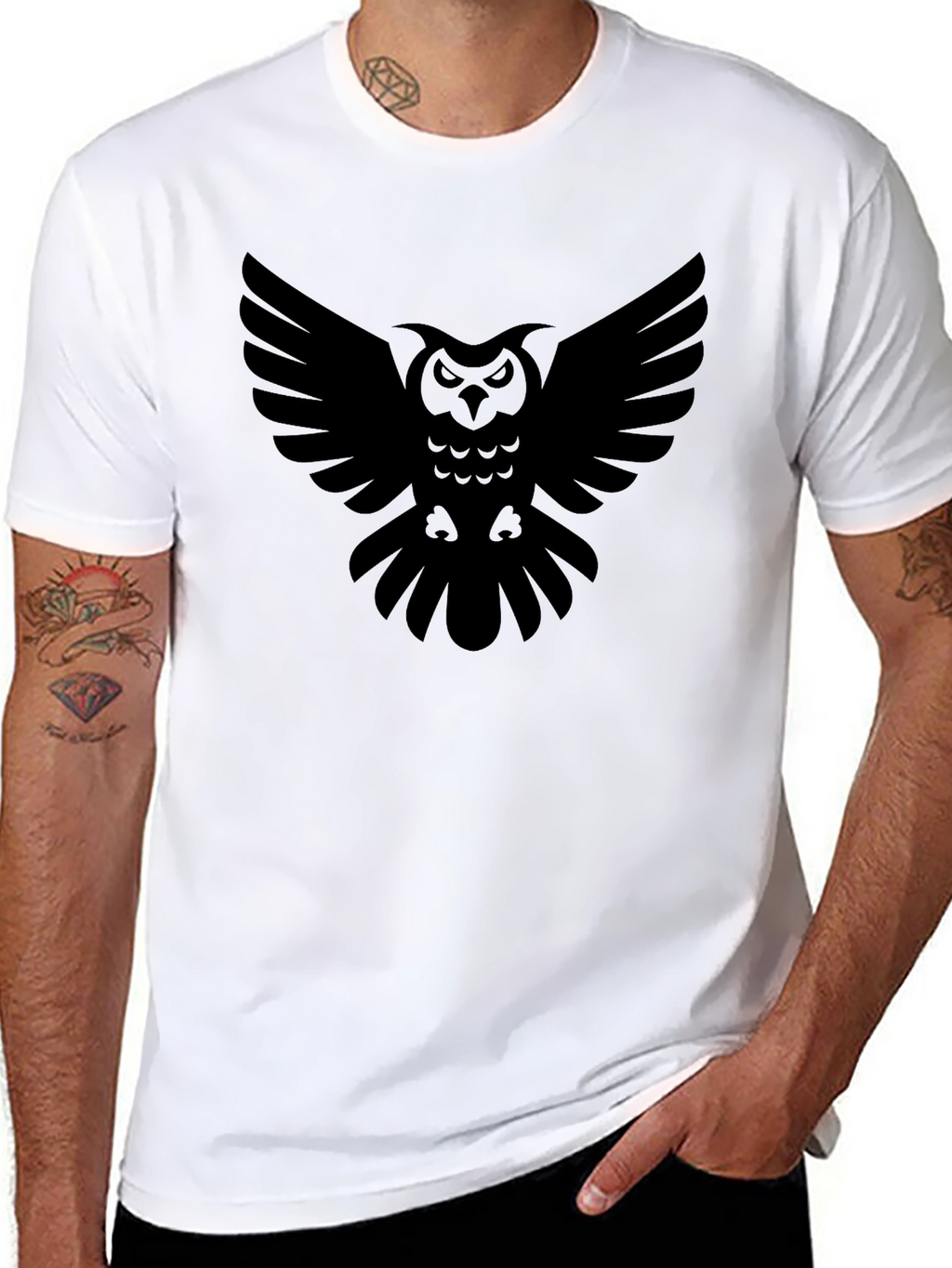 Black Owl Graphic Tee - Stylish Mens T-Shirt