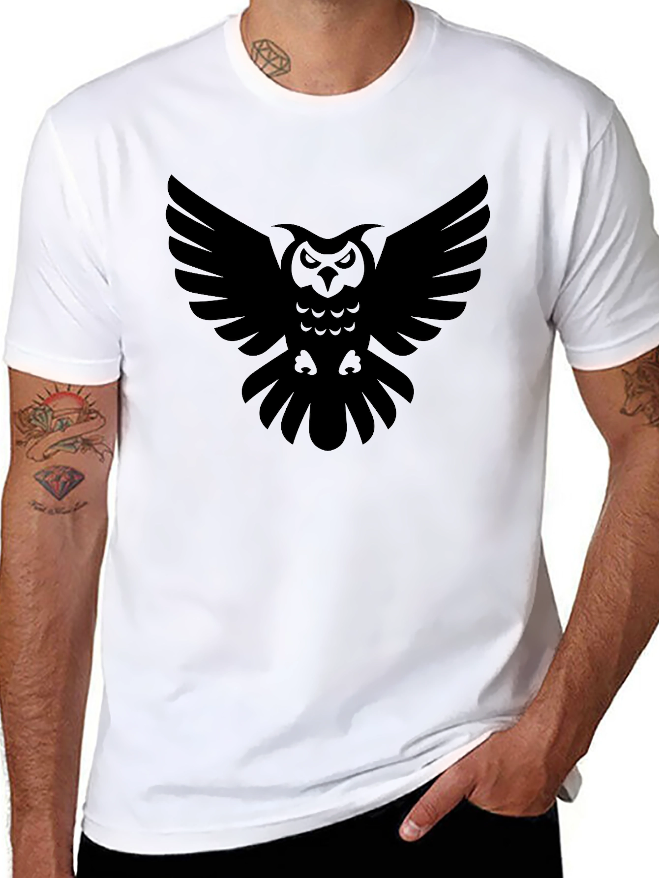 Black Owl Graphic Tee - Stylish Mens T-Shirt