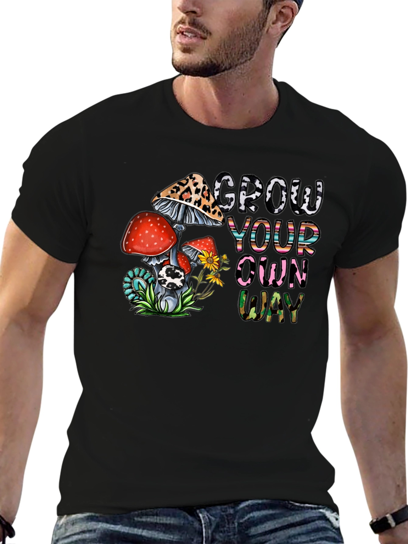 Grow Your Own Way Tee - Funky Mushroom Design