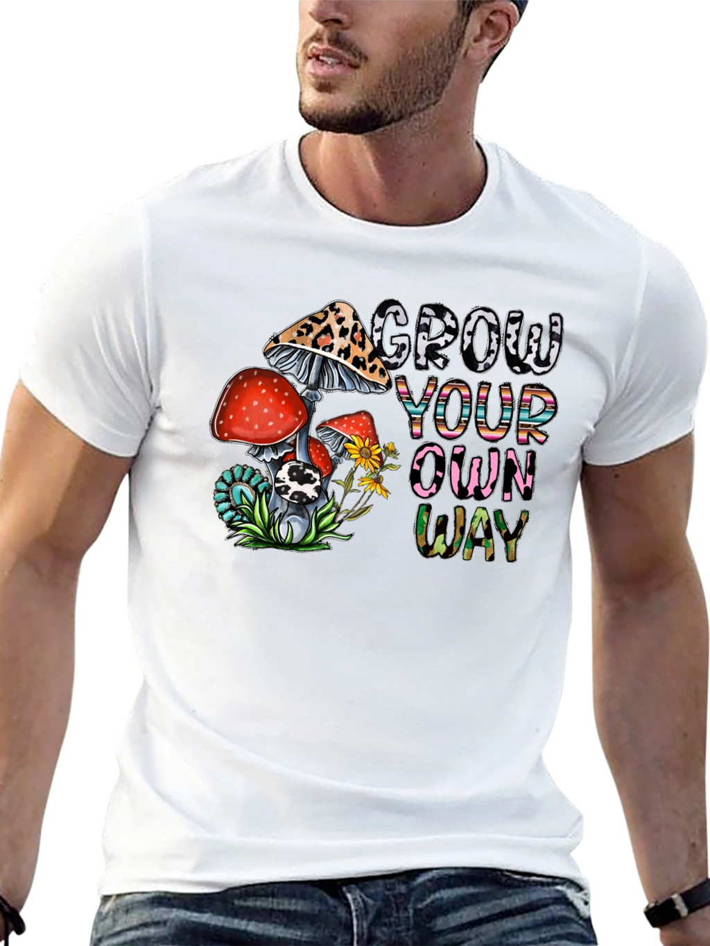 Grow Your Own Way Tee - Funky Mushroom Design