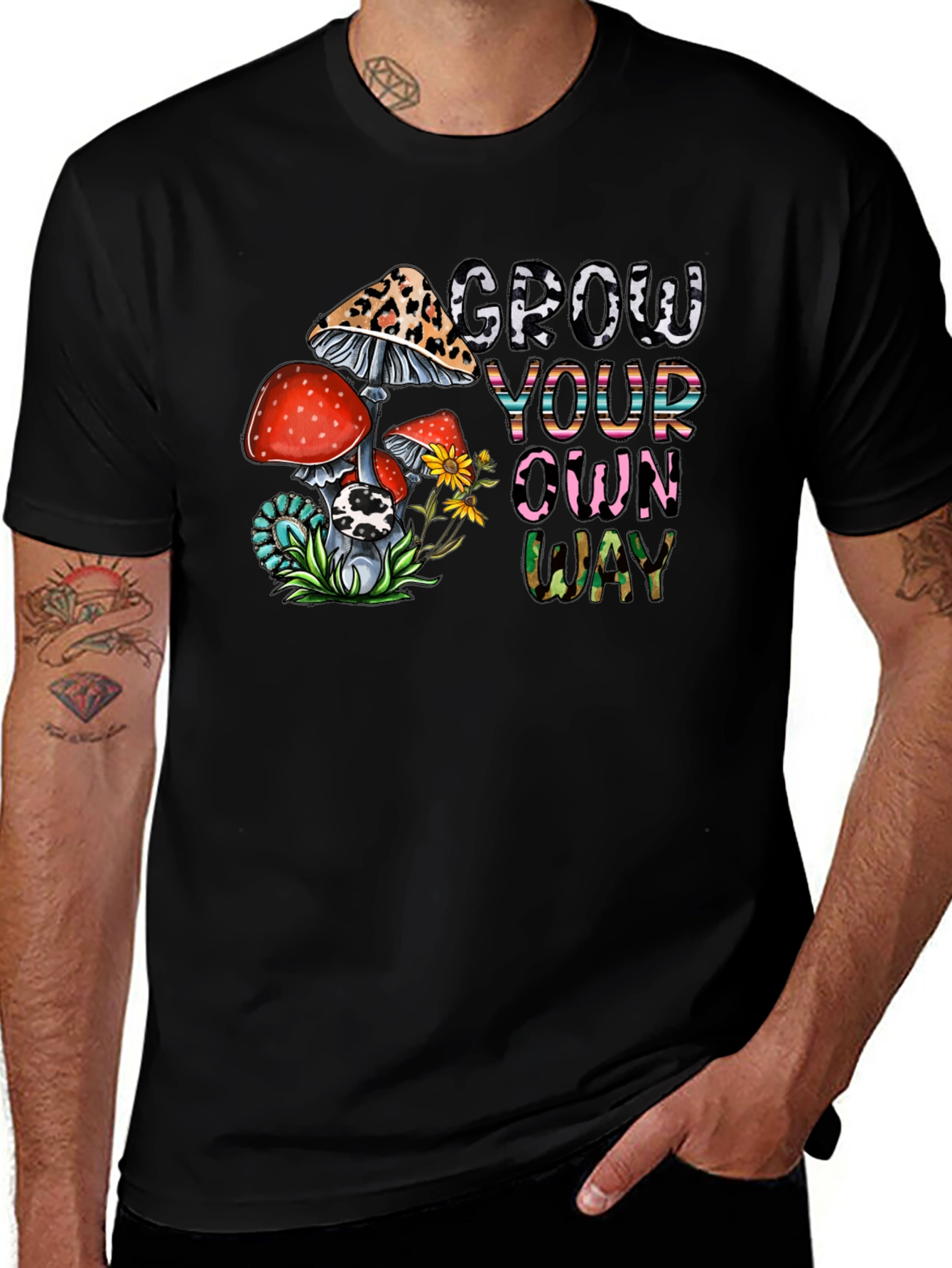 Grow Your Own Way Tee - Funky Mushroom Design