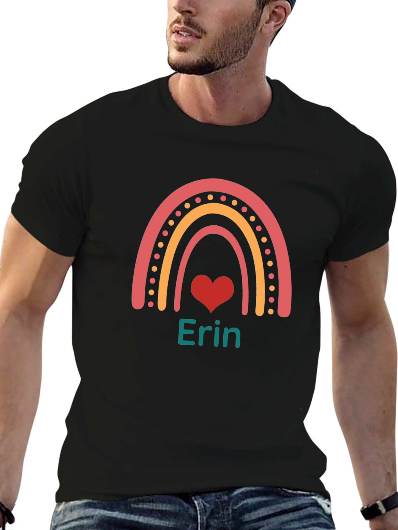 Erin Rainbow Heart Personalized T-Shirt