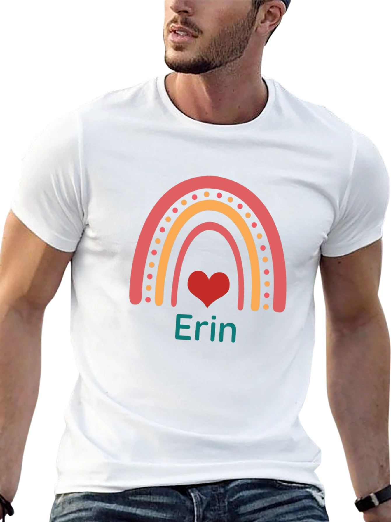 Erin Rainbow Heart Personalized T-Shirt