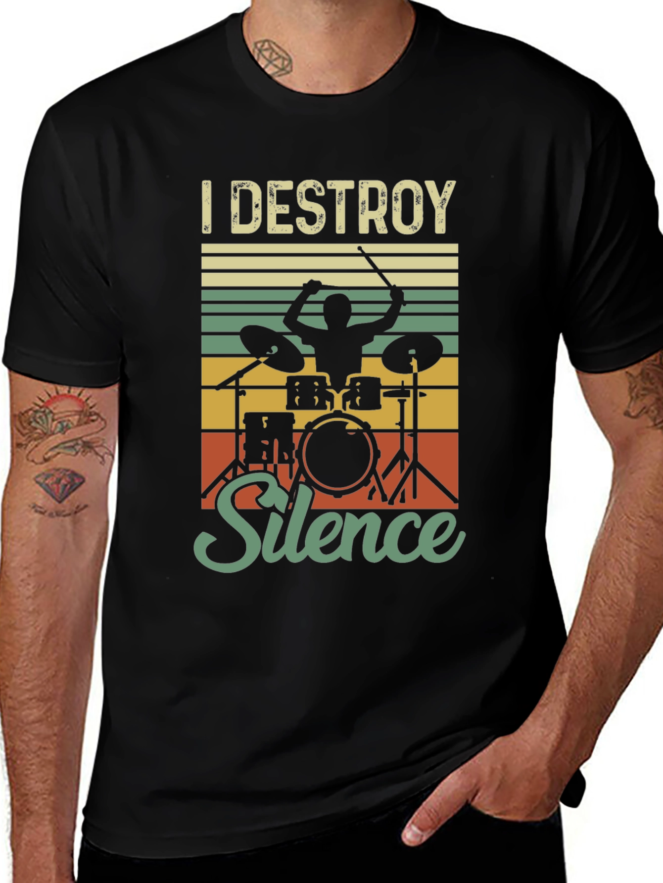 I Destroy Silence Drummer T-Shirt - Music Lover Tee