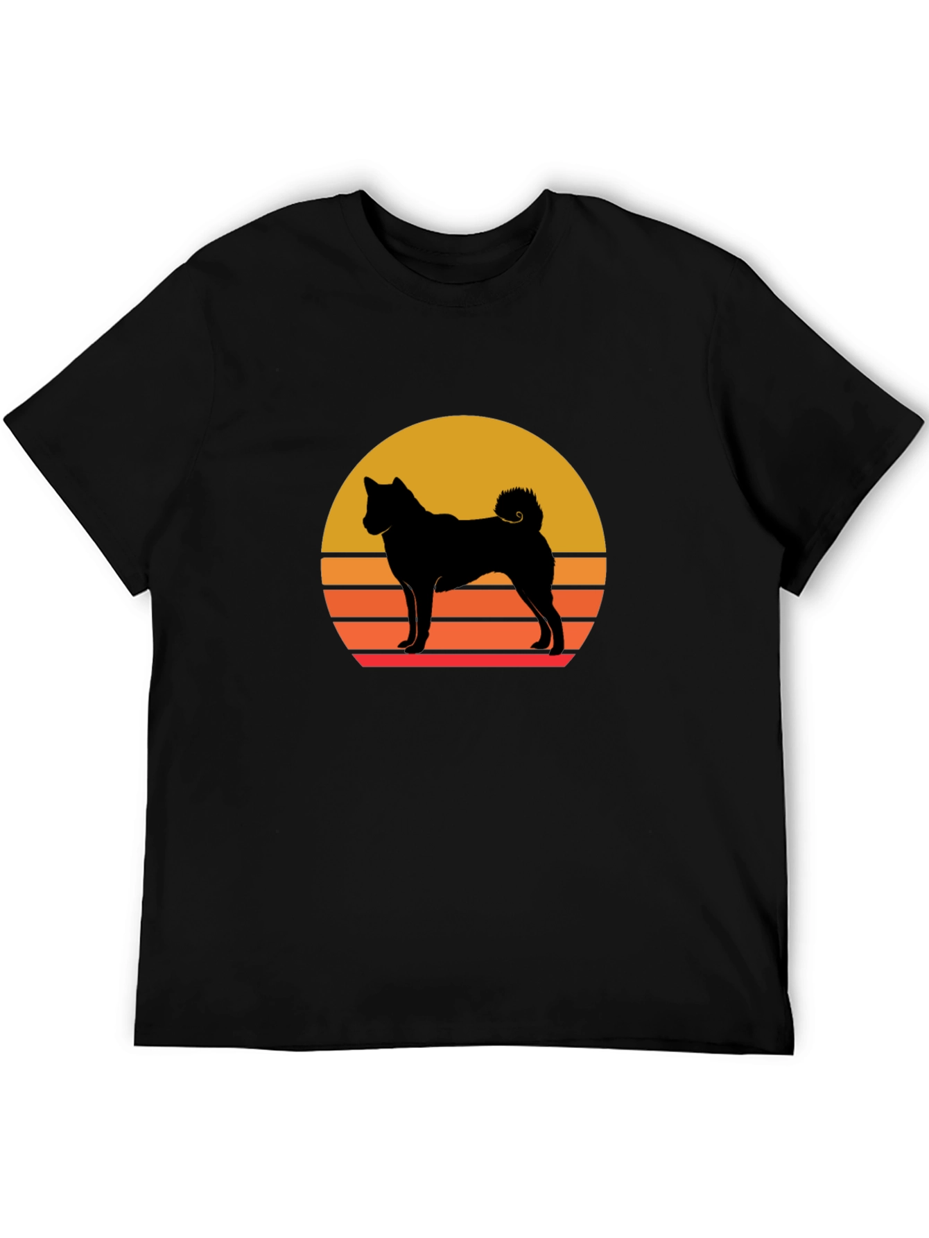 Retro Dog Silhouette T-Shirt - Vintage Sunset Design