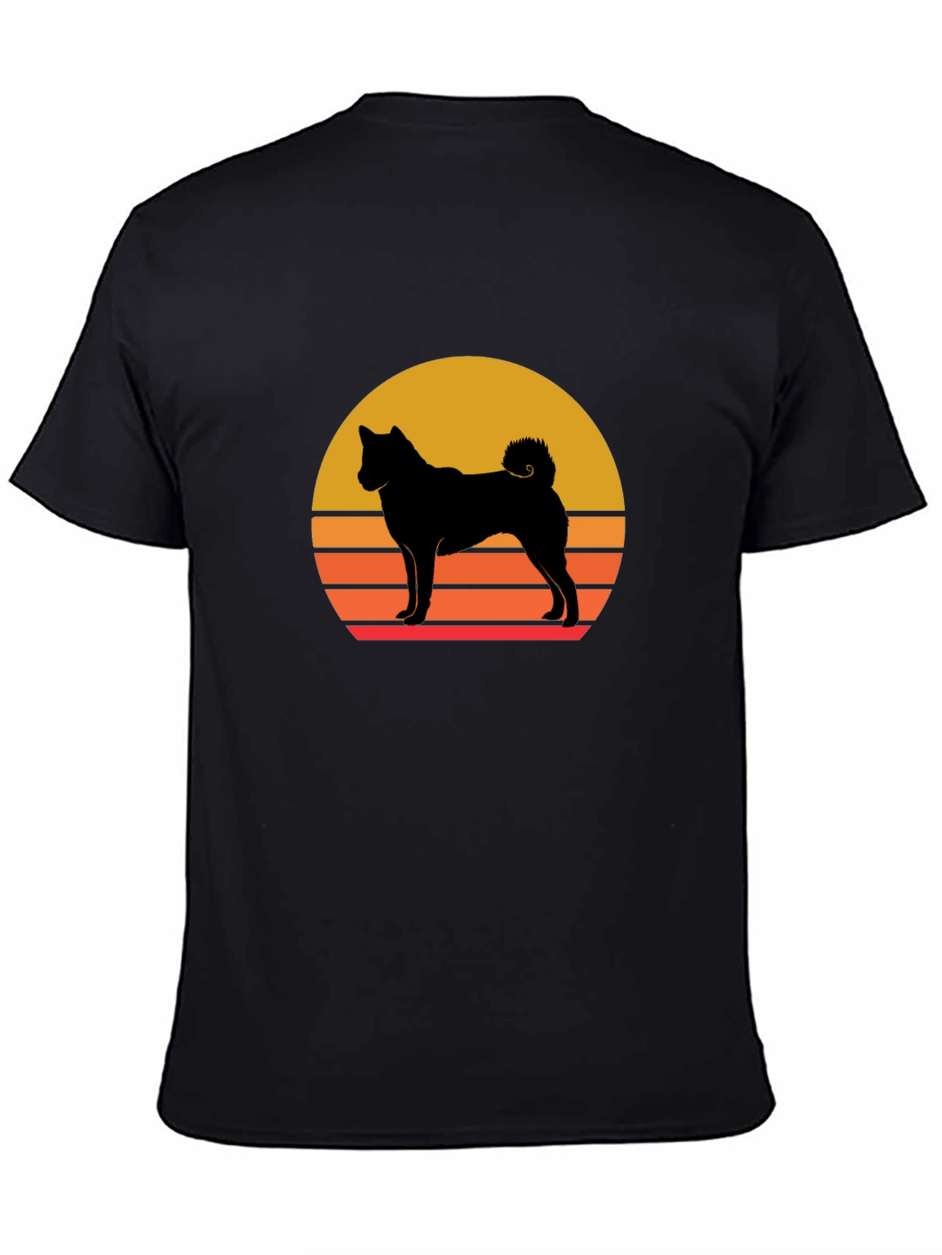 Retro Dog Silhouette T-Shirt - Vintage Sunset Design