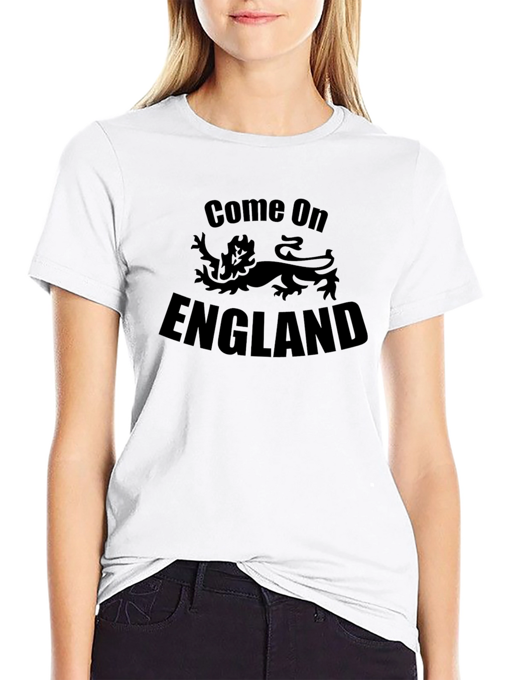 Come On England Graphic Tee - Black Cotton T-Shirt