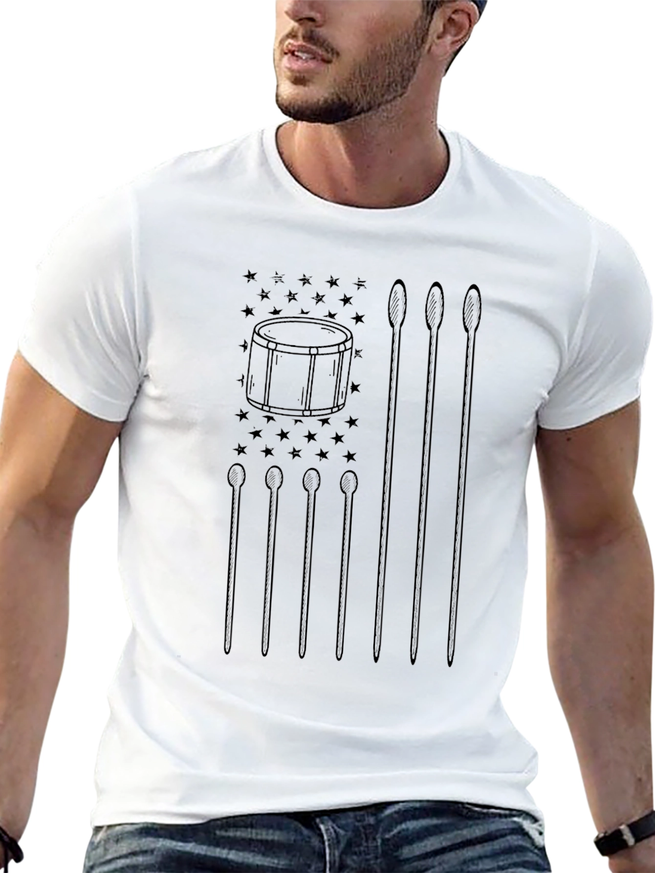 Drummer American Flag Graphic T-Shirt