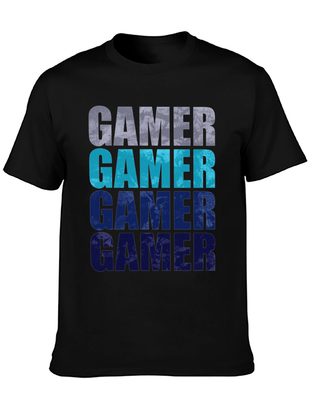Gamer Gradient Graphic Tee - Black Cotton Casual