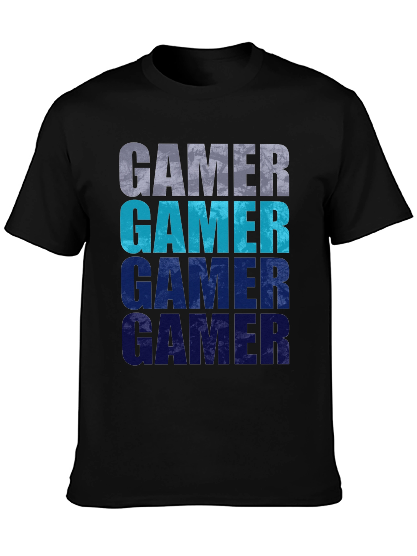 Gamer Gradient Graphic Tee - Black Cotton Casual