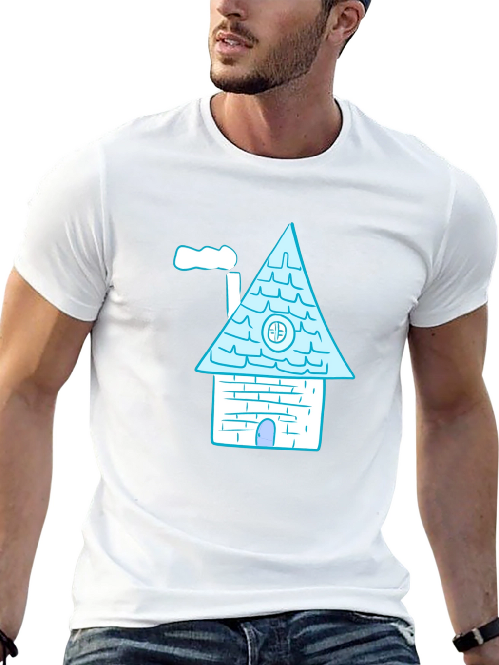 Whimsical House Graphic Tee - Black