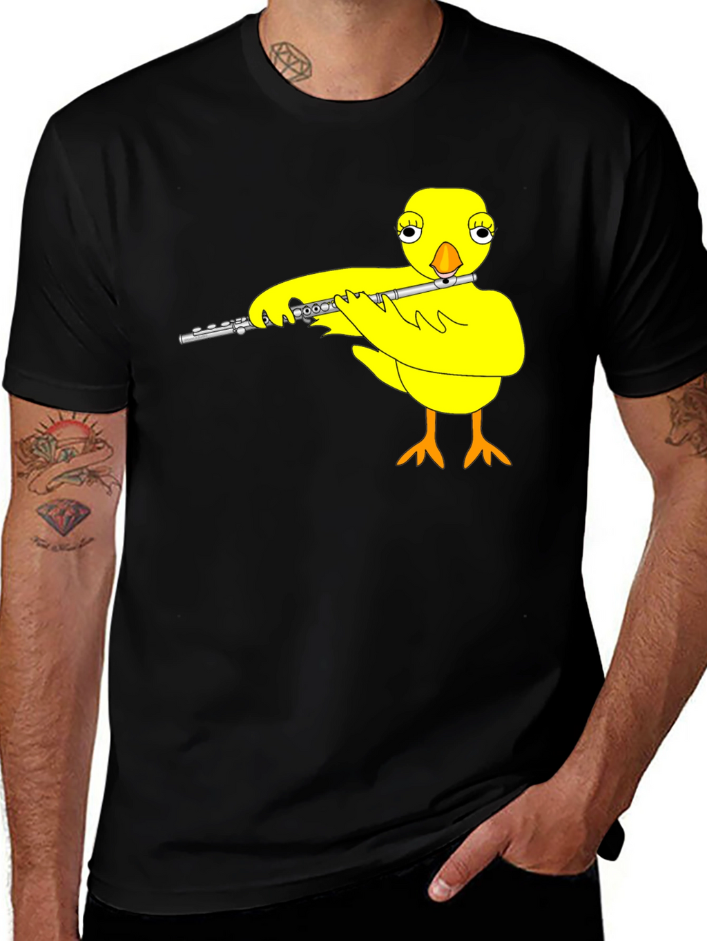 Musical Chick Graphic Tee - Black Cotton T-Shirt