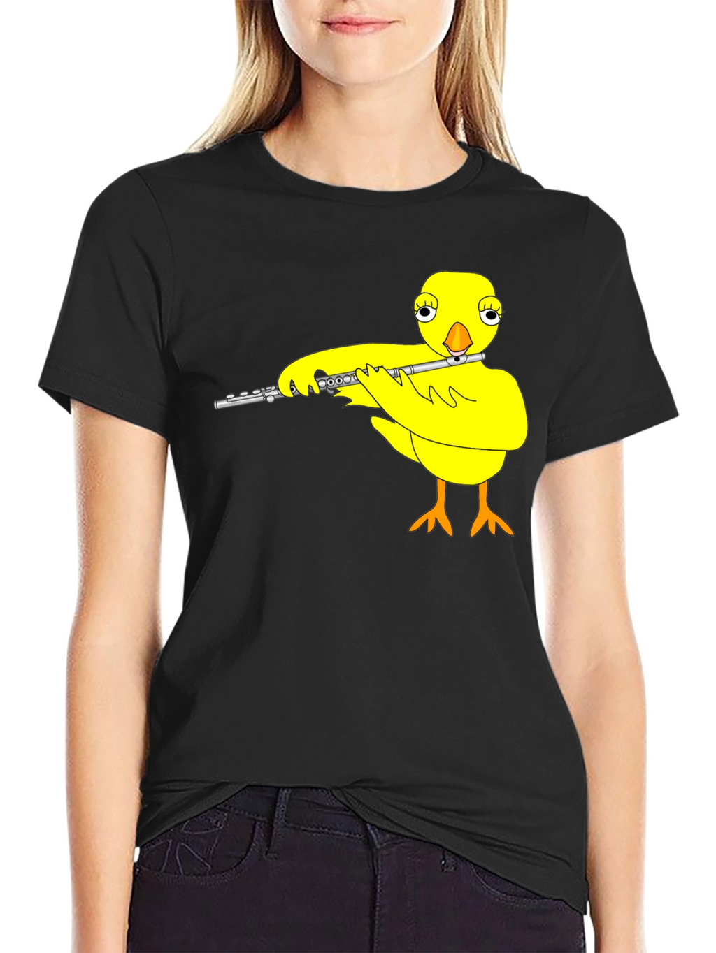 Musical Chick Graphic Tee - Black Cotton T-Shirt