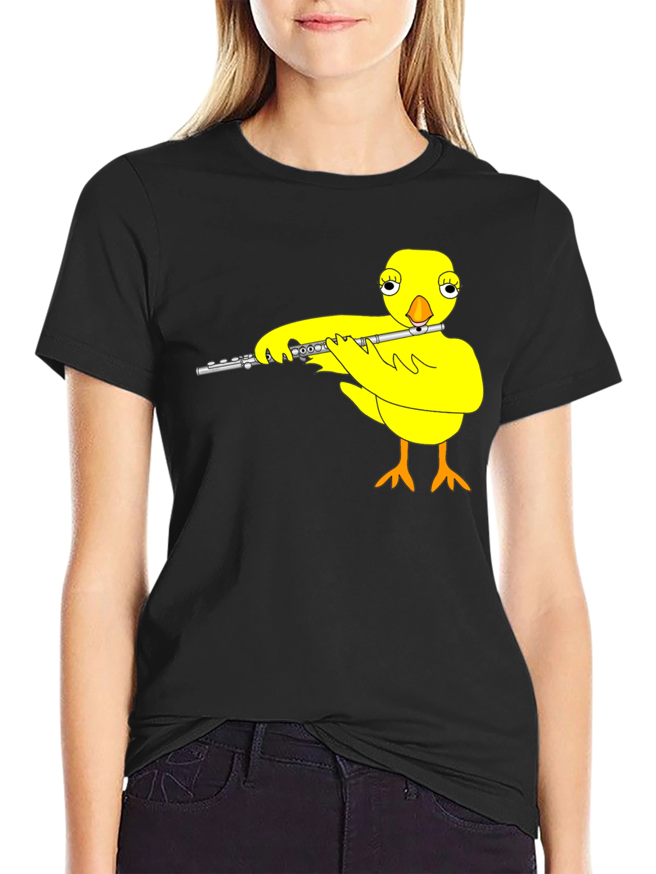 Musical Chick Graphic Tee - Black Cotton T-Shirt