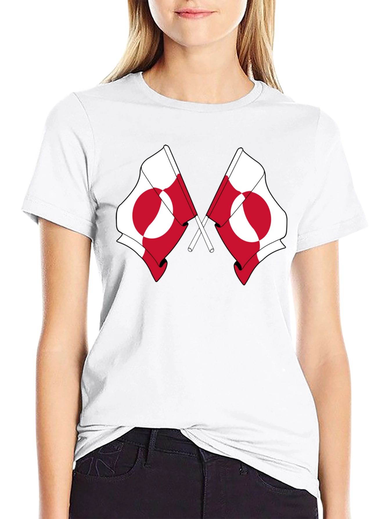 Greenland Flag Graphic Tee - Black Cotton T-Shirt