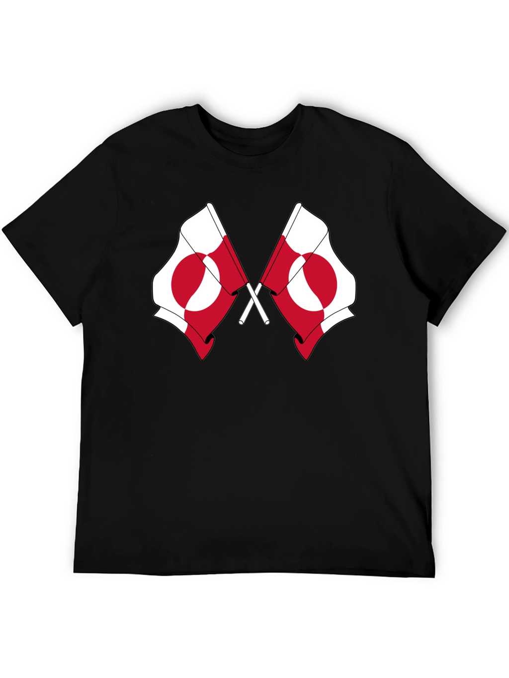 Greenland Flag Graphic Tee - Black Cotton T-Shirt