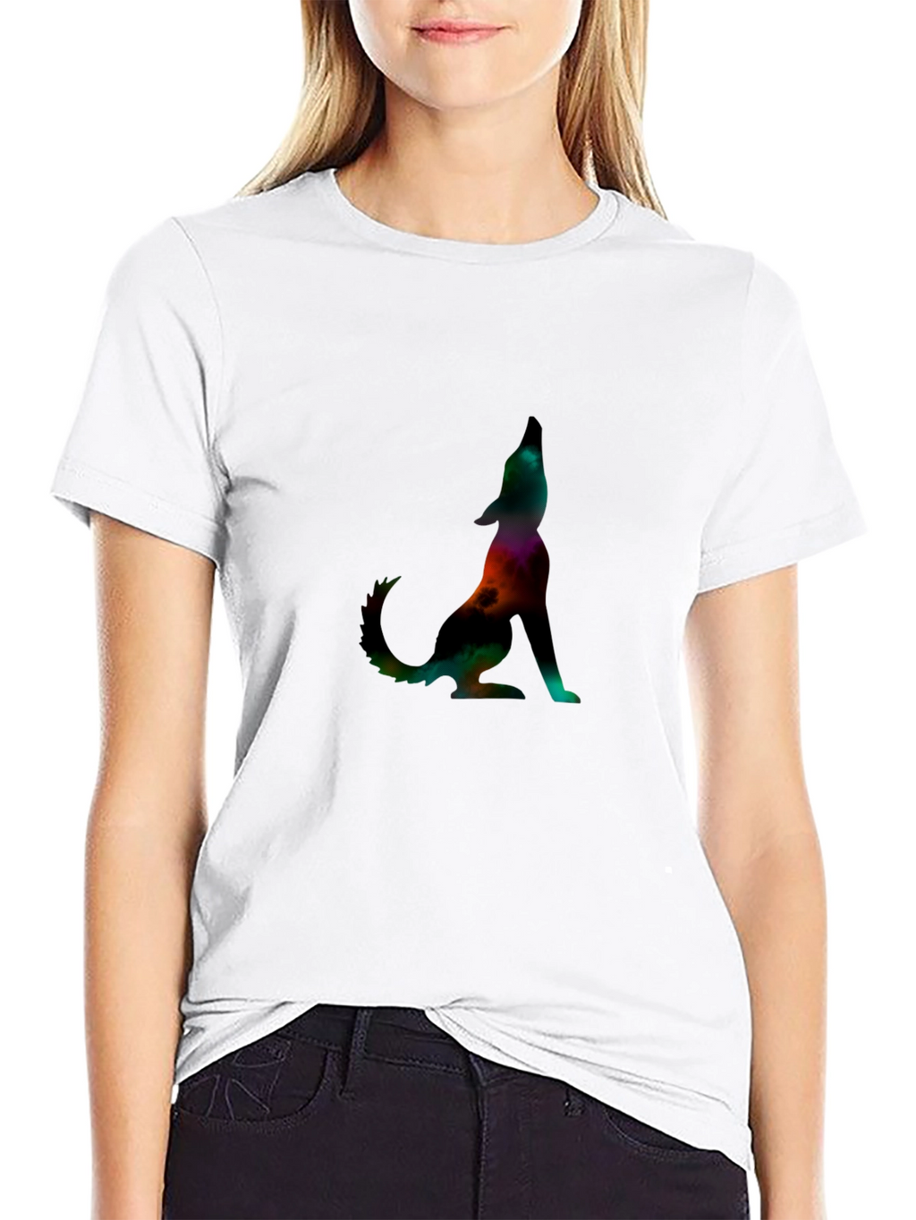 Galaxy Wolf Graphic Tee - Stylish Mens Black T-Shirt