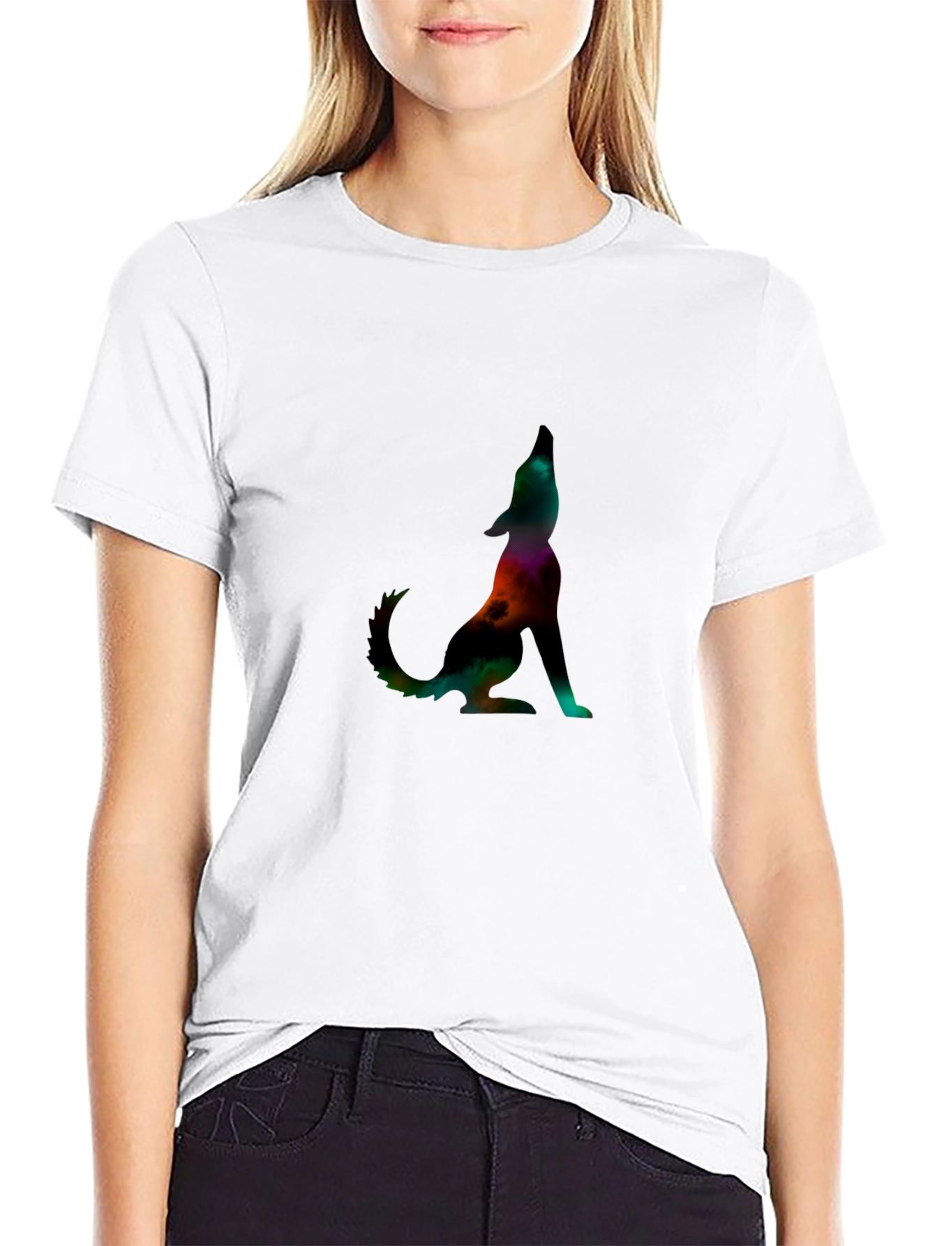 Galaxy Wolf Graphic Tee - Stylish Mens Black T-Shirt