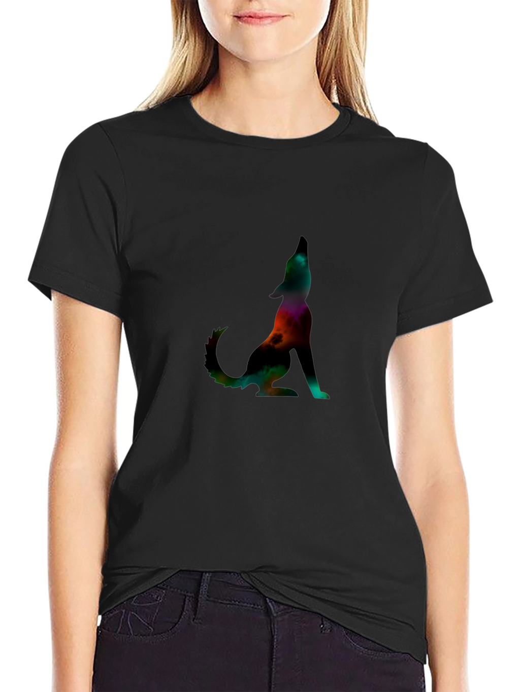 Galaxy Wolf Graphic Tee - Stylish Mens Black T-Shirt
