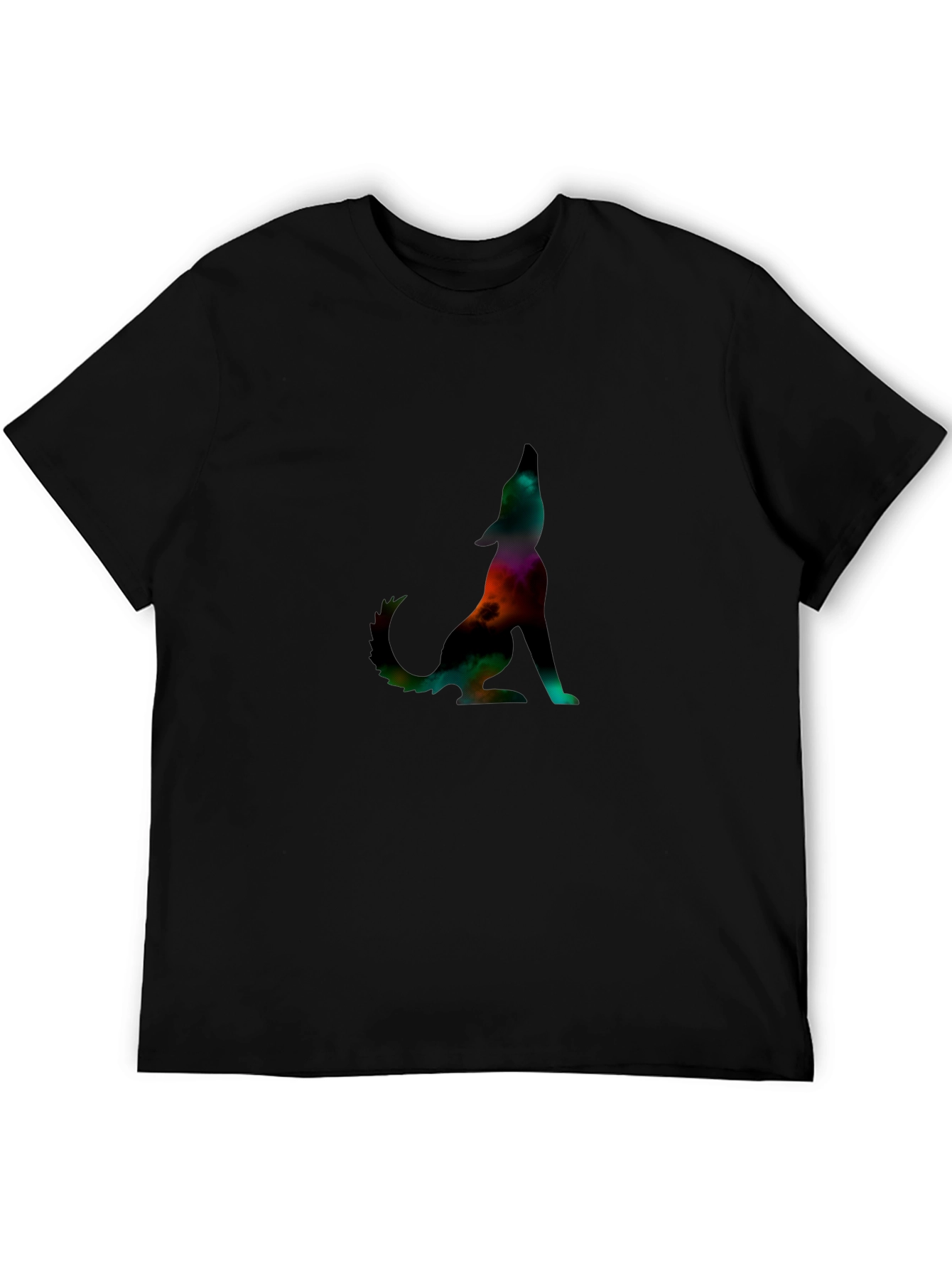 Galaxy Wolf Graphic Tee - Stylish Mens Black T-Shirt