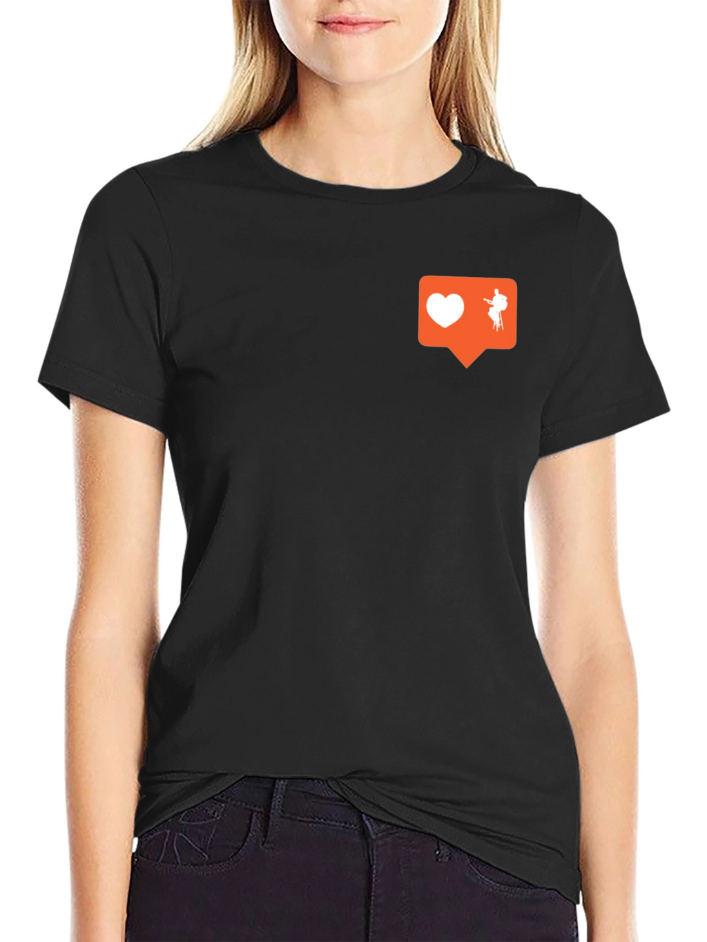 Stylish Black Graphic Tee - Love & Music