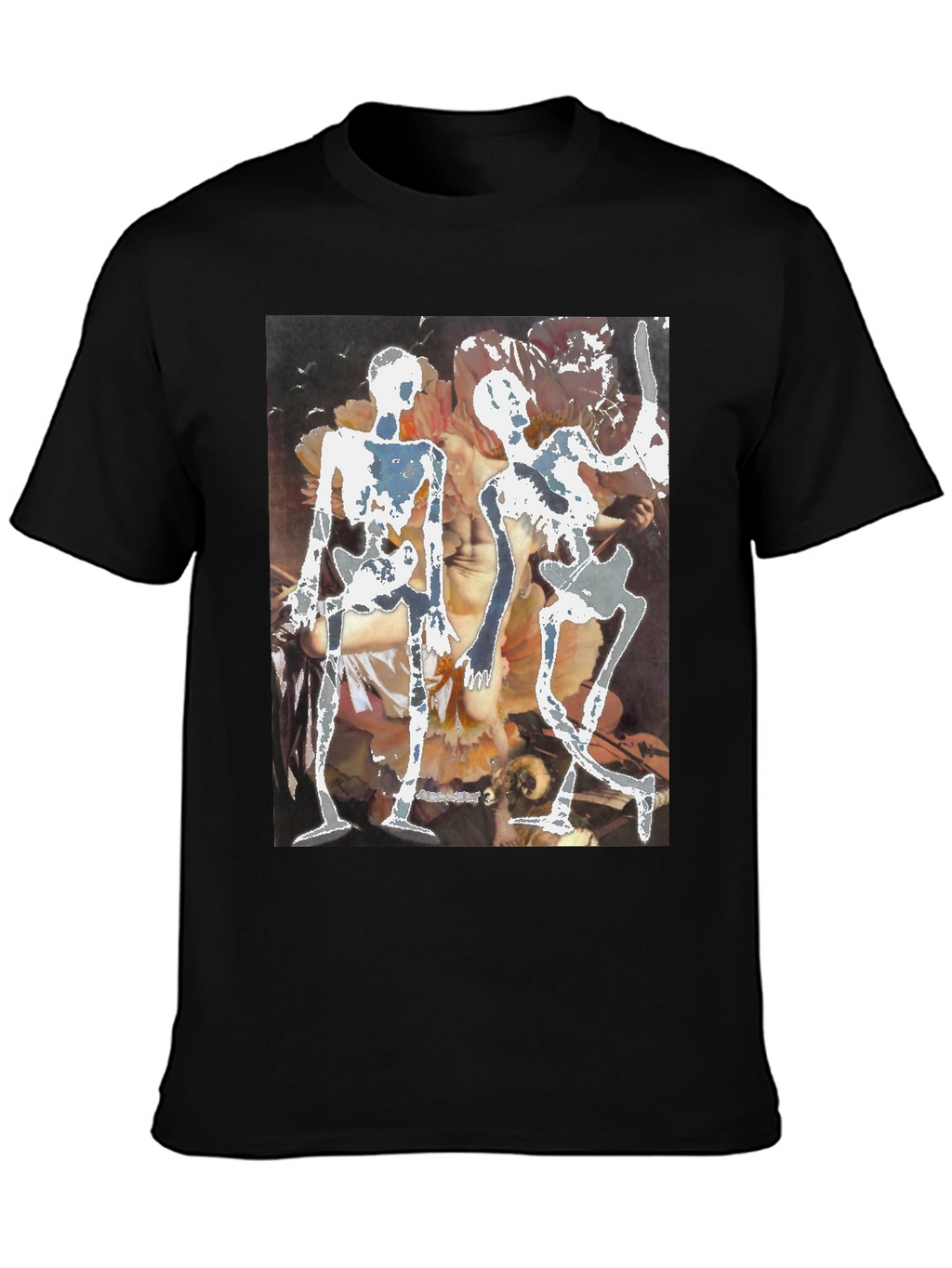 Unique Black T-Shirt with Skeleton Art Design