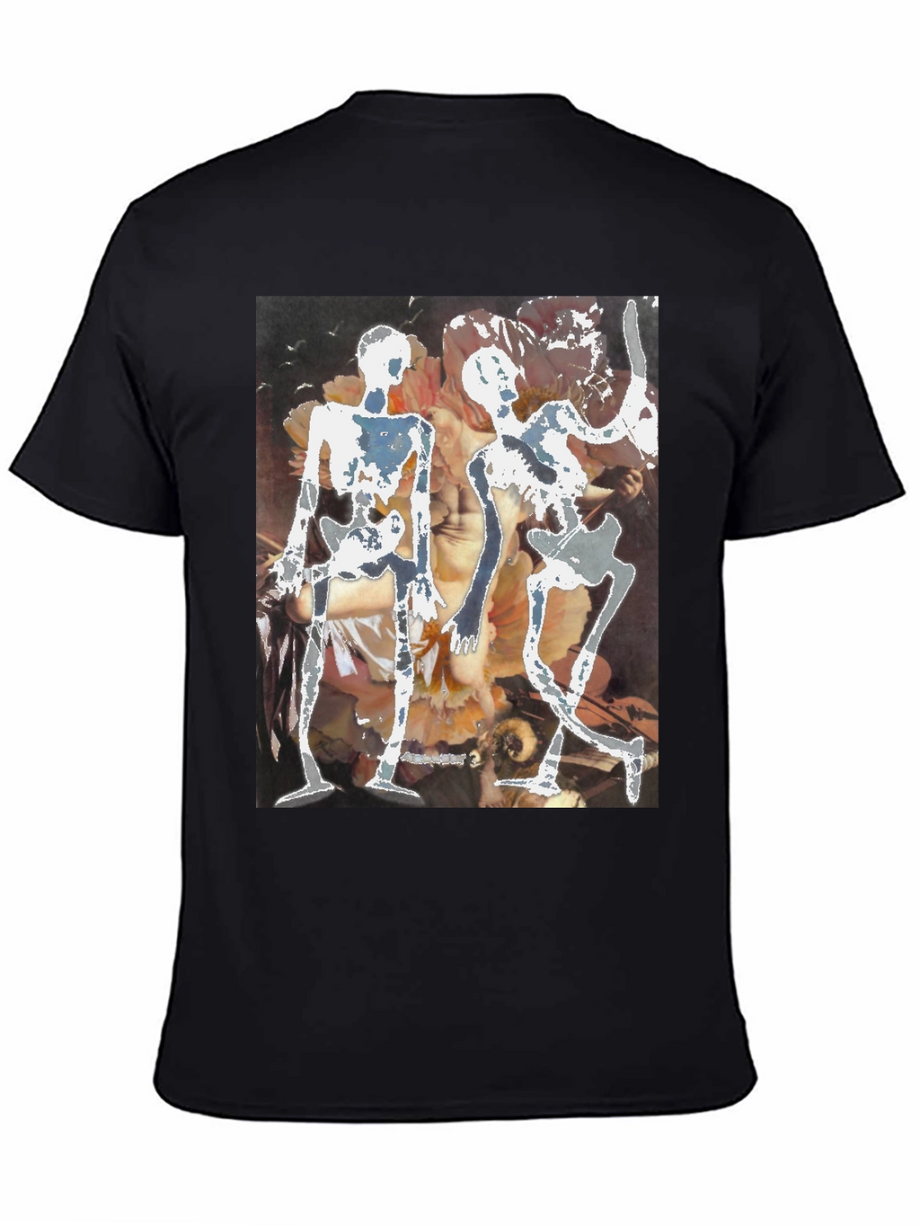 Unique Black T-Shirt with Skeleton Art Design