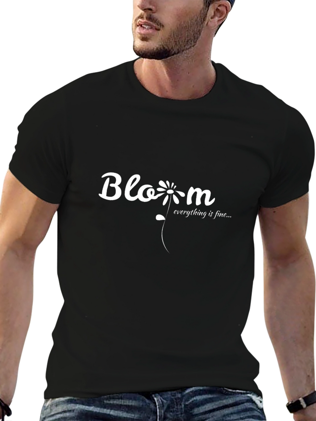 Bloom Graphic Tee - Black Cotton T-Shirt