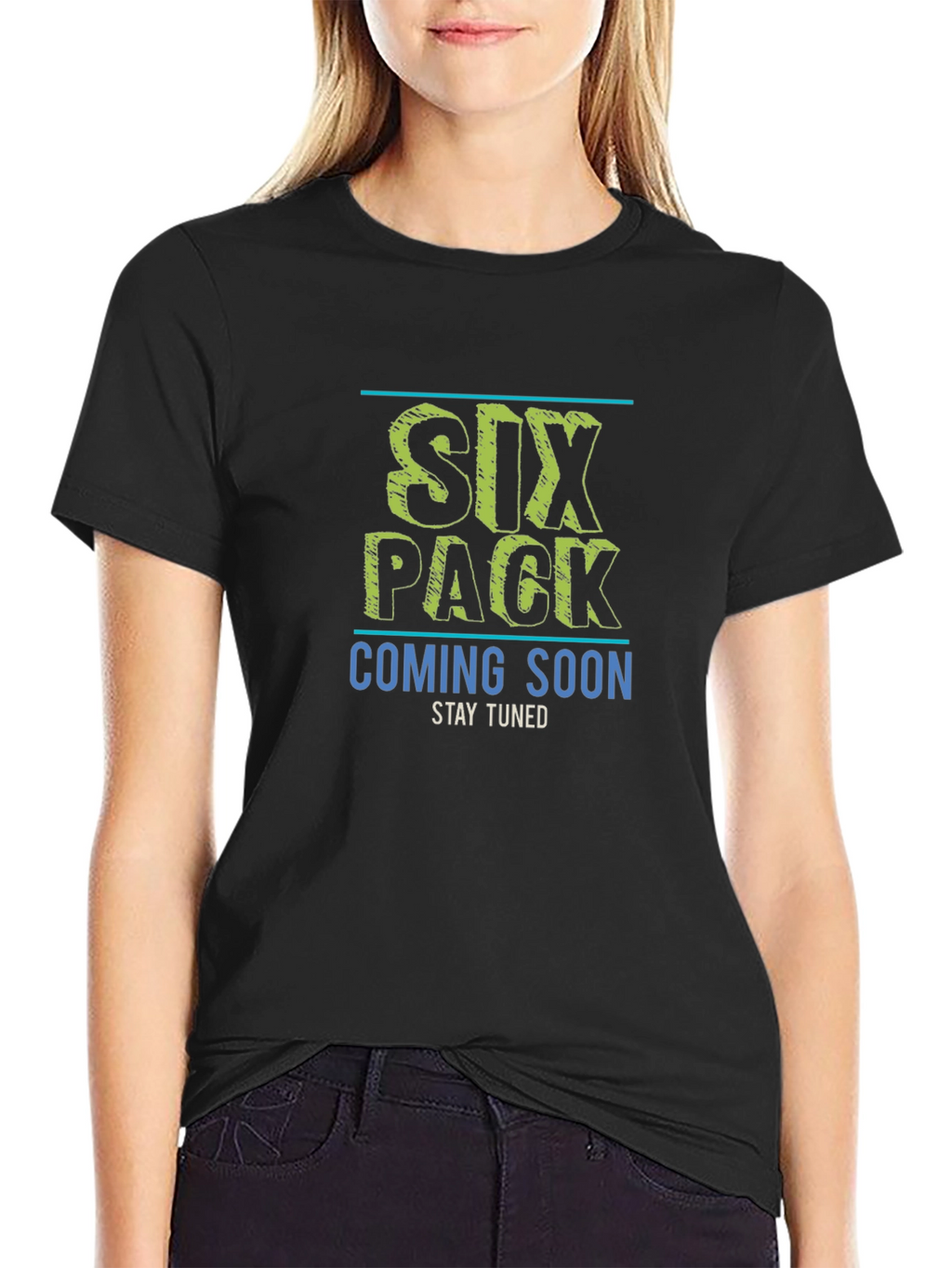 Six Pack Coming Soon Mens Black T-Shirt