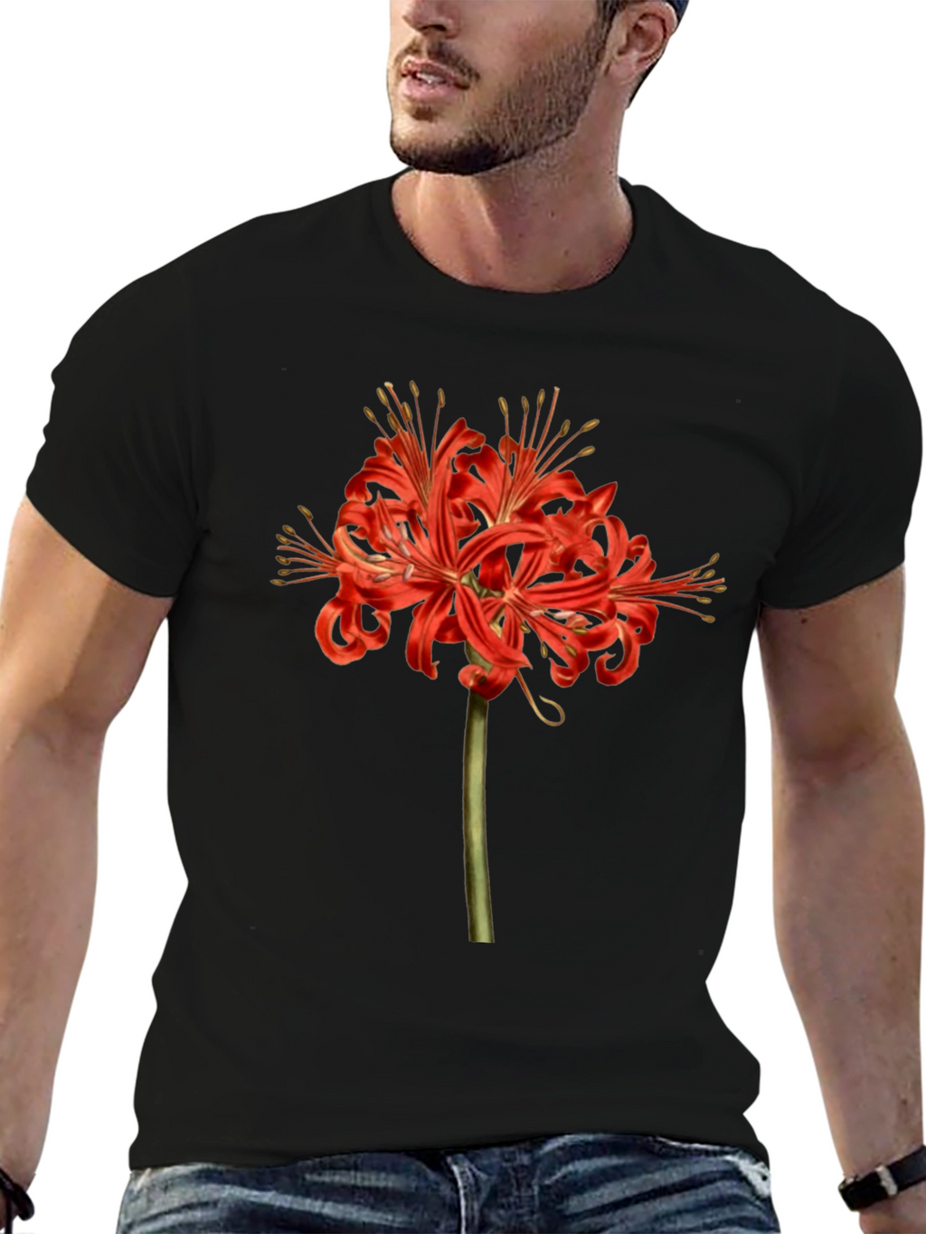 Red Spider Lily Graphic Tee - Botanical Print