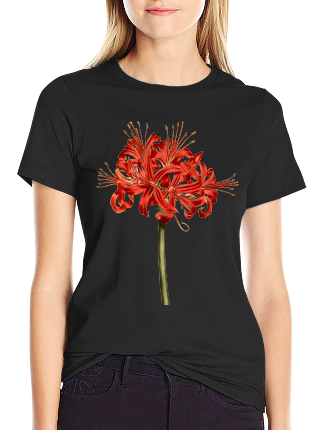 Red Spider Lily Graphic Tee - Botanical Print