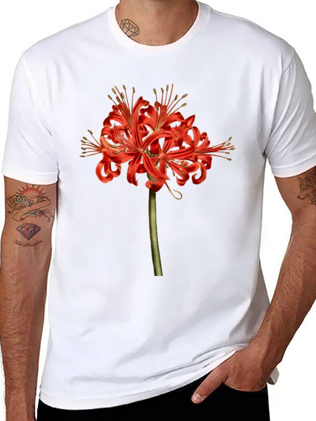Red Spider Lily Graphic Tee - Botanical Print