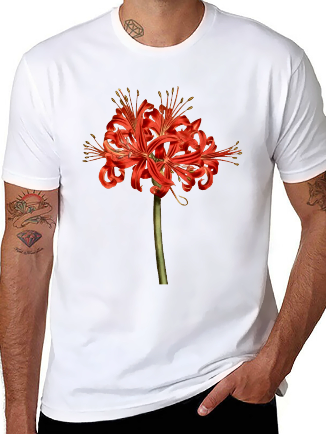 Red Spider Lily Graphic Tee - Botanical Print