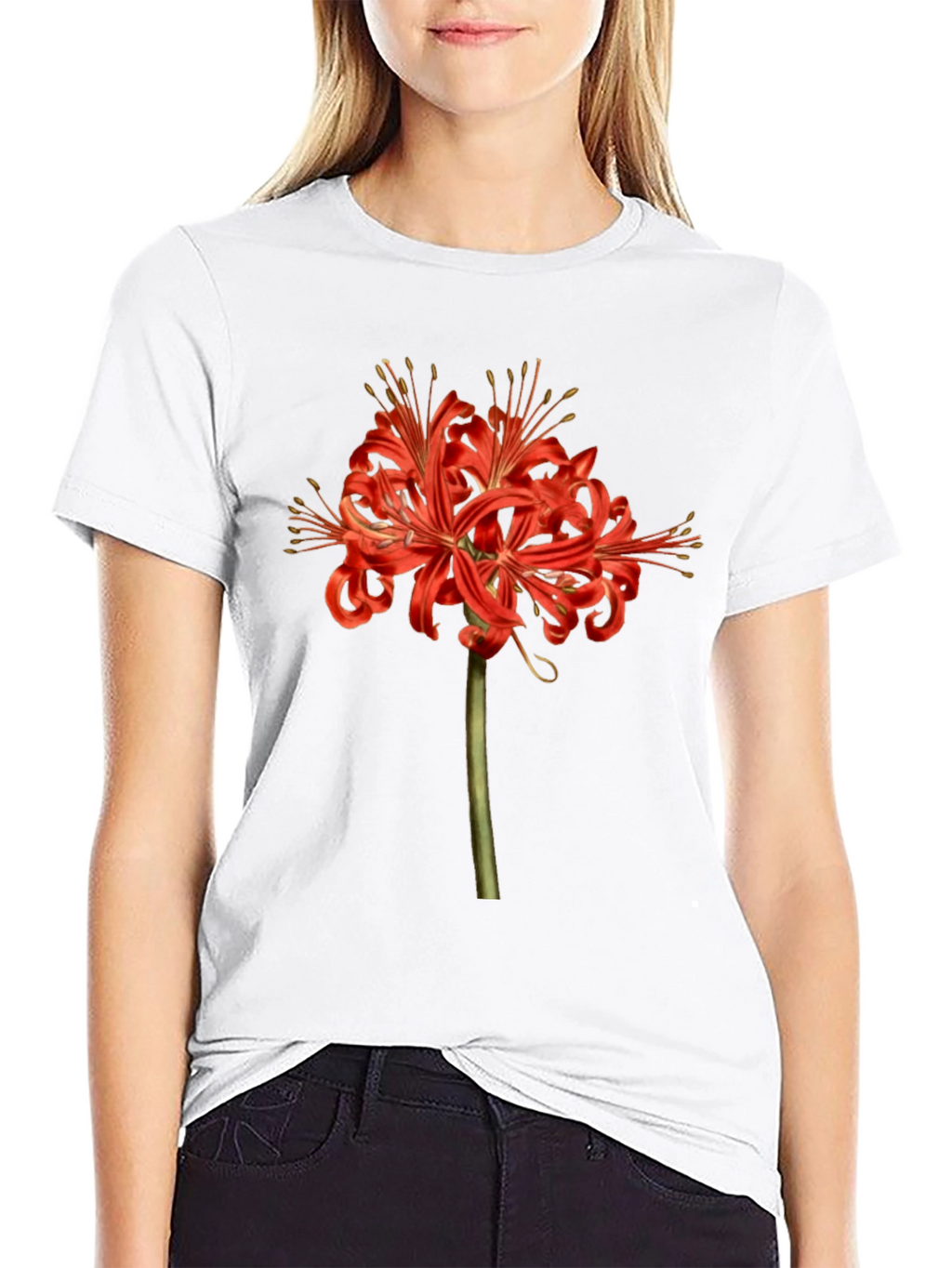 Red Spider Lily Graphic Tee - Botanical Print