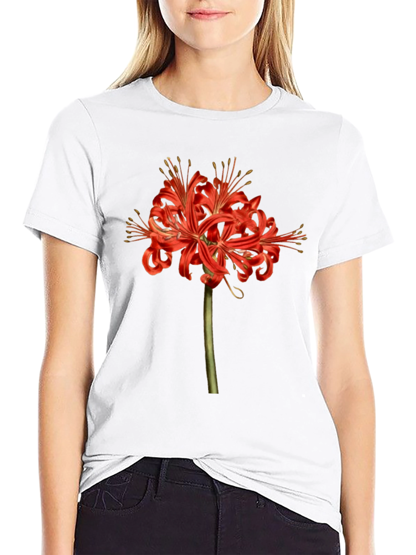 Red Spider Lily Graphic Tee - Botanical Print