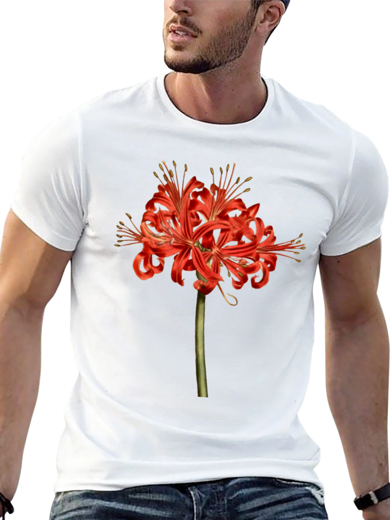 Red Spider Lily Graphic Tee - Botanical Print