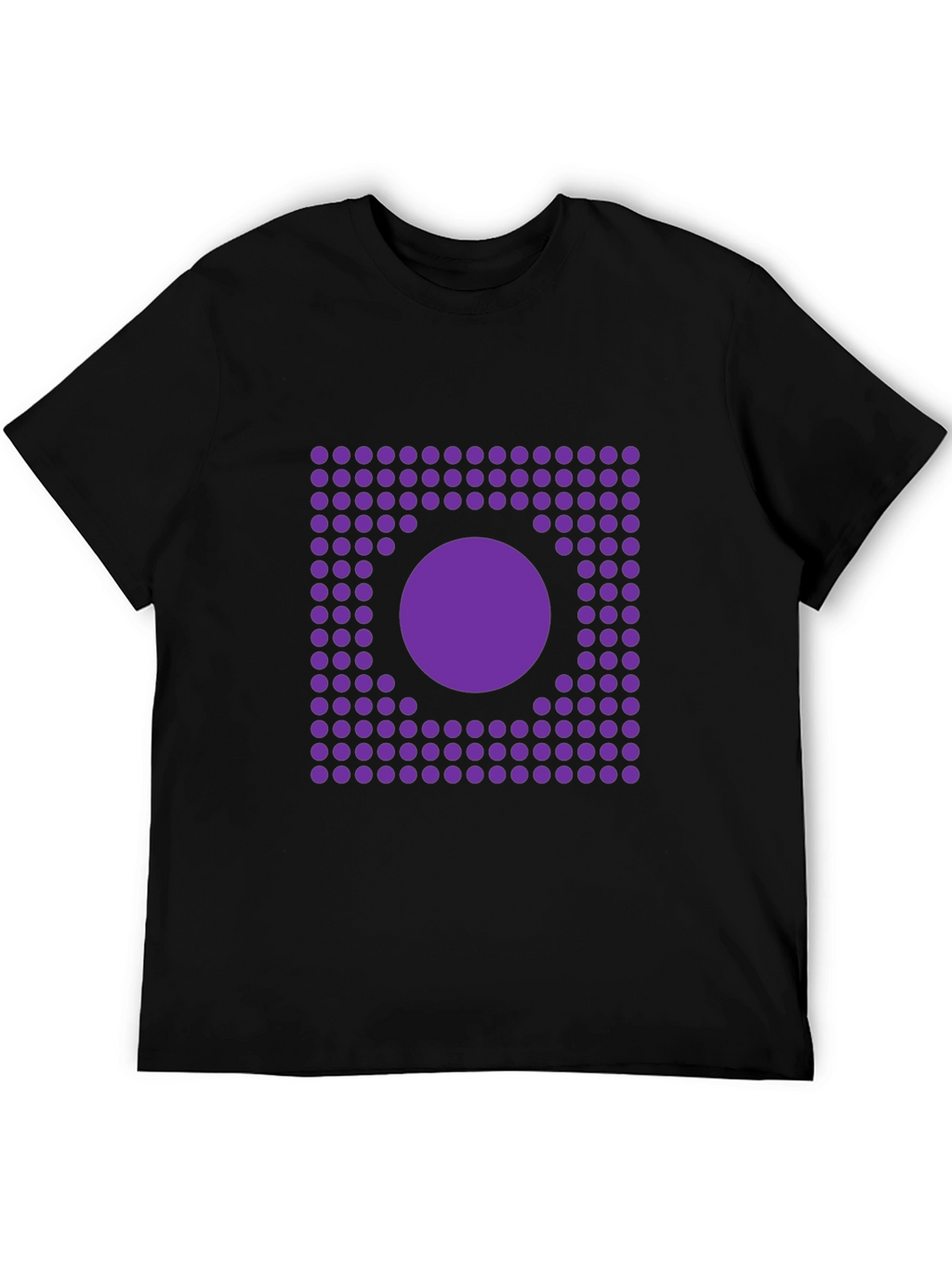Geometric Purple Dot Circle Graphic Black T-Shirt