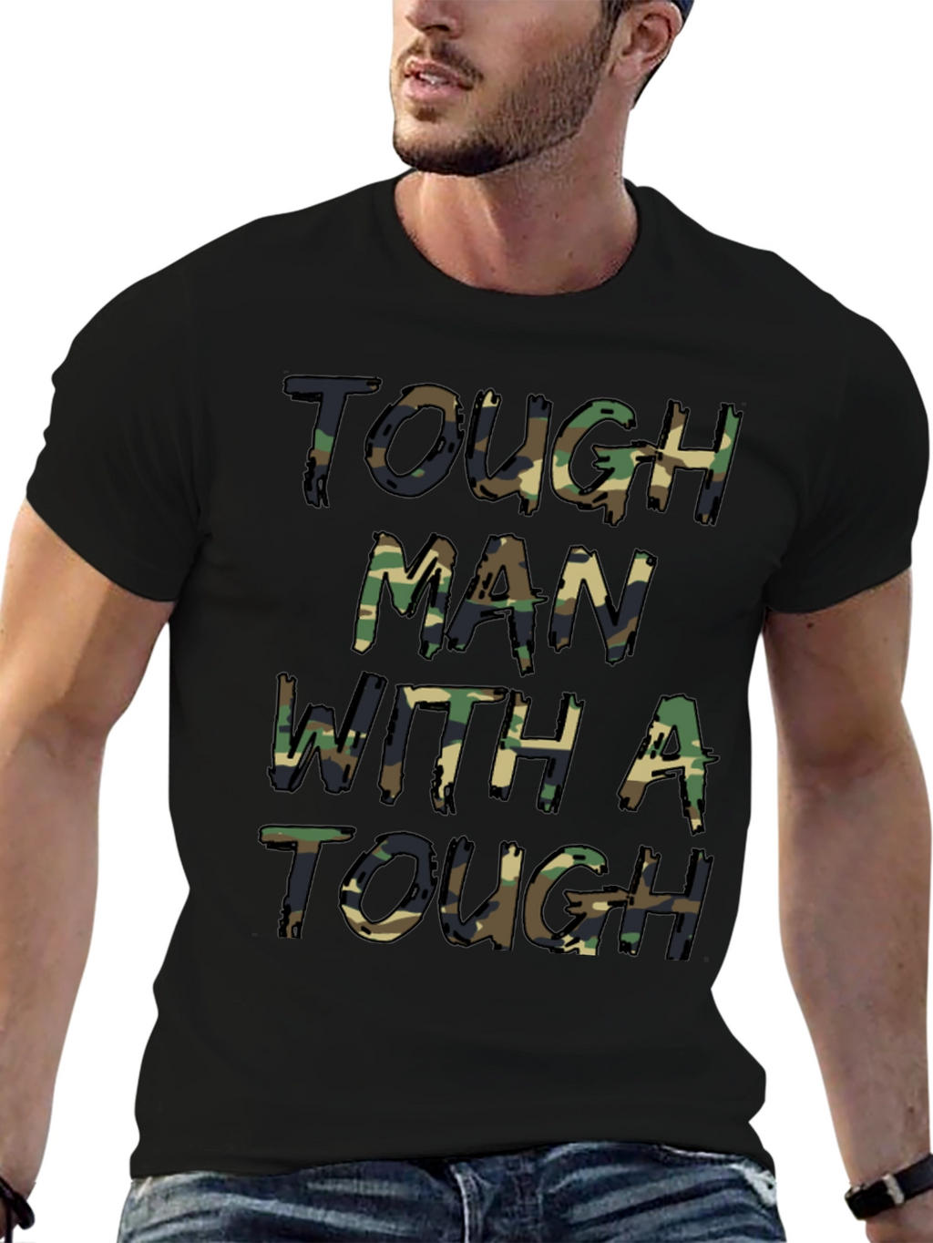 Tough Man Camo Print T-Shirt