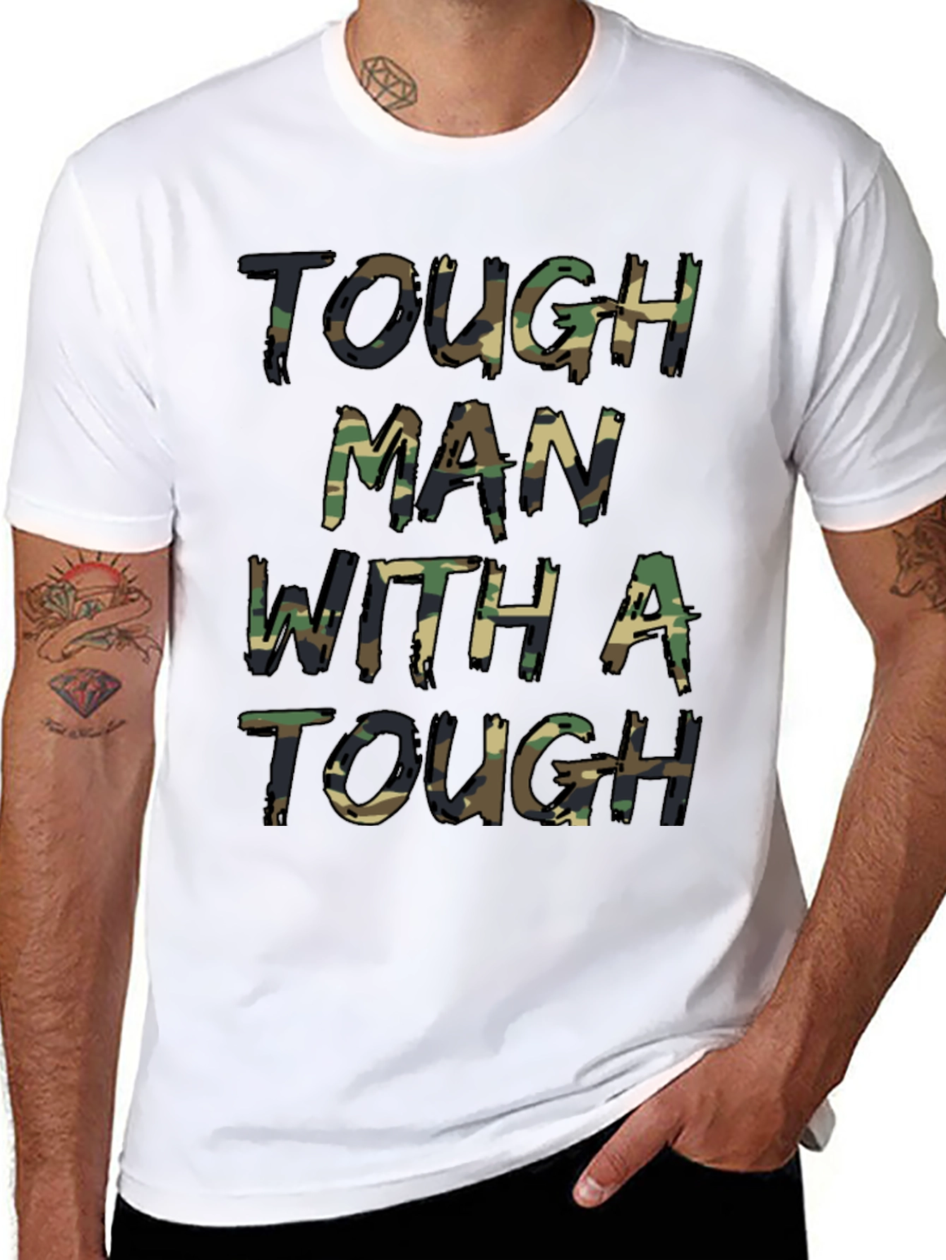 Tough Man Camo Print T-Shirt