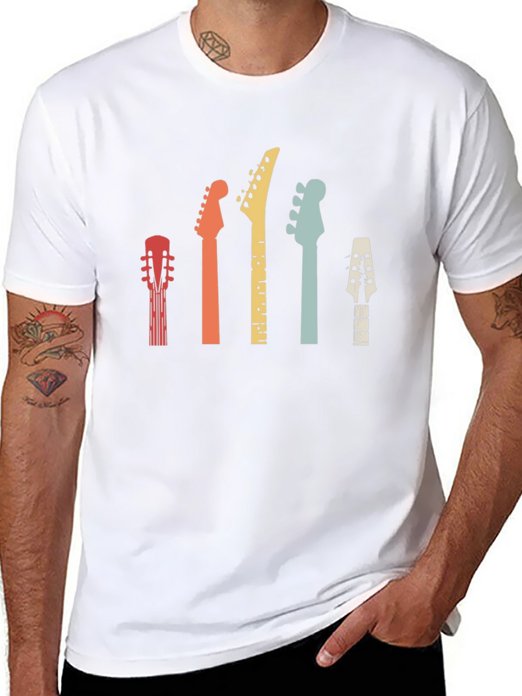 Guitar Headstock Graphic Tee - Retro Music Shirt