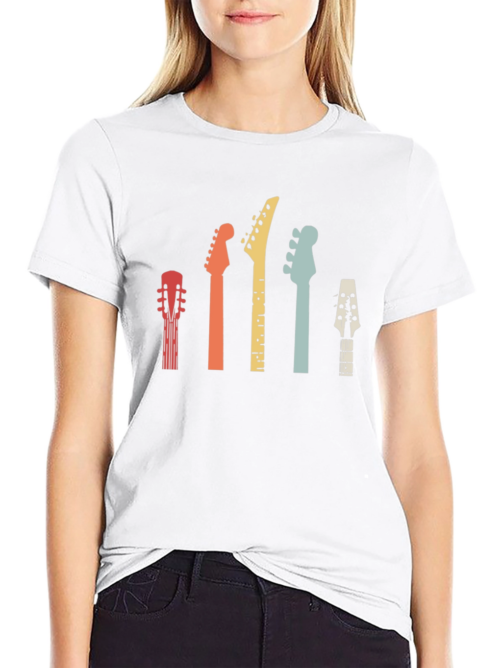 Guitar Headstock Graphic Tee - Retro Music Shirt